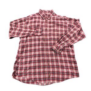Woolrich John Rich And Bros Flannel Shirt Mens Large Red Black Twill Windowpane